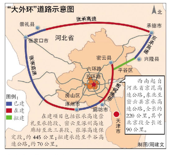 北京大外环最新规划图揭秘，规划蓝图全解析